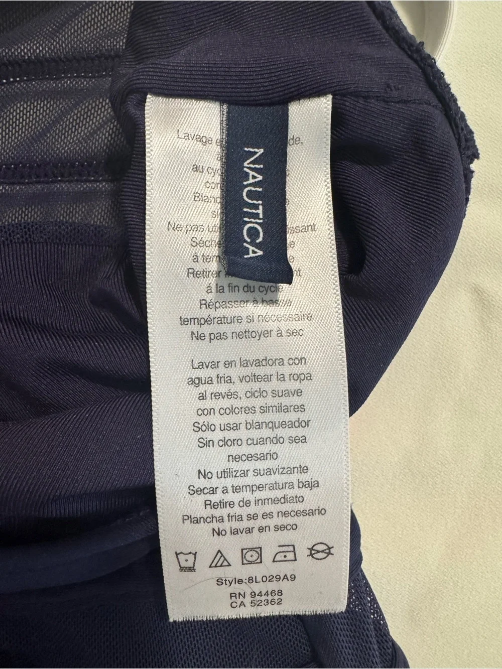 Nautica Navy One-Piece Swimsuit with White and Pink Stripes Size M - Picture 3 of 9